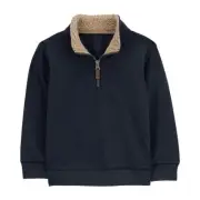 Carter's Kids Boys Black Quarter-Zip Fleece Pullover Sweater Size 5 Long Sleeve