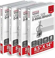 Performore - Office Werks Heavy Duty 4-Pack Legal Size View Binder - 14" x 8.5", White, 1 Inch D-Ring, Back Mount Binder