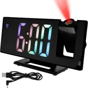 Digital Projection Alarm Clock for Bedroom, with 180° Rotatable Projector on Cei