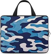 Laptop Case Sleeve Shockproof Computer Carrying Bag Blue Camouflage Print Laptop Bag Tote Lightweight Notebook Case Cover Traveling Briefcase Handle Bags for Travel Business 17inch, Blue Camouflage