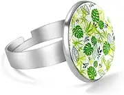 [FVQL] Adjustable Ring for Girls, leaf pattern monstera