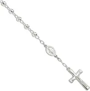 [JewelryWeb] 925 Sterling Silver Beaded Fancy Lobster Closure Polished Rosary Bracelet 19 Centimeters Link-Bracelet for Women