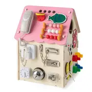 Babyjoy Kids Busy House Wood Activity Board Toy Montessori Educational Toys Pre-School Gift Boys Girls