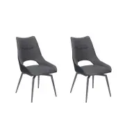 Raimon Furniture Set Of 2 Casey Rotation Eco Leather Kitchen Dining Side Chair Metal Frame Grey