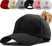 [Baynetin] Womens Ponytail Hat Baseball Cap,Unisex Adjustable High Messy Bun Ponycap,Classic Solid Color Outdoor Hats with Pony Hole Loop