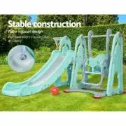 Keezi Kids Slide Swing Outdoor Indoor Playground Basketball Hoop Toddler Play