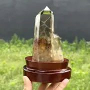 1.82LB Top Natural Quartz Point Smokey Citrine Crystals Tower Wand + Stand