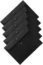 Parliky Black Card Paper Document Bag Large Storage Envelope Paper File Folders A4 Size 5pcs Letter Organizer