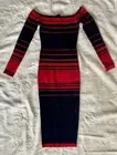 Fashion Nova “Catch Me Offline” Sweaterdress, M, NWT, MIDI, Red/Black Stripped