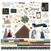 Silent Night Cardstock Stickers-12"X12" - 4 Pack
