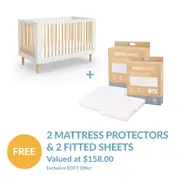 Torquay Cot + Mattress (White/Natural) - Discover Now
