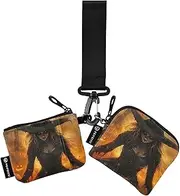 [XYMZR] Mini Zip Around Wristlet keychain Wallet Cool Witch Halloween for Women Personalized Pattern Detachable Dual Pouch Wristlet Portable Wallet Phone Coin Purse, Multi-colored, One Size