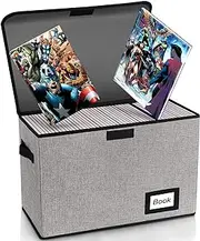 YNSZAS Collection Comic Book Storage Box, 15.8" X 7.8" X 11.8", Collapsible Comic Short Box, Holds 160-180 Comic Book, Heavy Duty Bin Container Holder Shelf Protector Organizer (Grey)