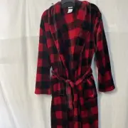 Men's Sonoma Goods For Life Plush Robe Red Buffalo Check Fleece Robe Size S/M