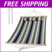Comfortable Two-Person Hammock with Non-Fading Colors and Hardwood Spreader Bar