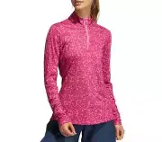 adidas Women's Printed AERO.READY Quarter Zip Pullover, SCREAMING PINK, Size XS