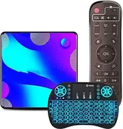 Android TV Box 11.0, Smart TV Box 4GB RAM 128GB ROM RK3318 Quad Core Supports 2.4G/5G WiFi Ethernet 100M BT4.0 3D 4K HD Output Smart TV Box with Mini Wireless Backlit Keyboard,2gb+16gb