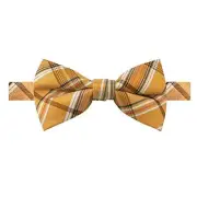 Men's Plaid Pattern Pre-Tied Banded Bow Tie Tangerine