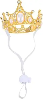 ibasenice Pet Birthday Party Crown: with Adjustable Strap Small Dog Crown Hat Headdress for Birthday Party Weddings and Festive Events Golden