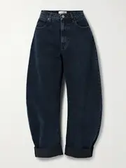 [FRAME] FRAME - The Bubble High-rise Barrel-leg Jeans - Dark denim - 32 32 Blue