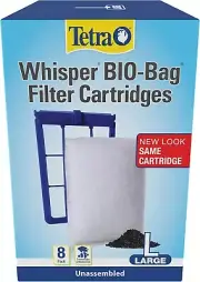TETRA WHISPER BIO-BAG DISPOSABLE FILTER CARTRIDGES UNASSEMBLED LARGE 8 PACK New