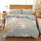 Blue Cattail Leaf 3D Printing Duvet Quilt Doona Covers Pillow Case Bedding Sets