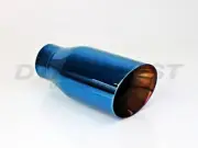 DT-24113BU CASE EXHAUST TIP BLUE BURN DOUBLE WALL 2.25" INLET 3.5" OUTLET 8" L