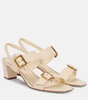 [Manolo Blahnik] Manolo Blahnik Thalitsli 50 leather slingback sandals AU 9 white
