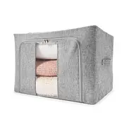 Linen Look Collapsible Box with Window - Large, Charcoal