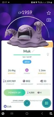 Muk ( Caught In 2016 ) Pokemon Trade Go