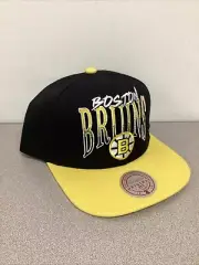 Boston Bruins Mitchell & Ness Rise Up Black Yellow Hat Cap New