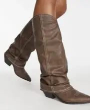 BNIB Women’s Flat Boots “Tess” Brown 9.5M Just Fab STUNNING BOOTS