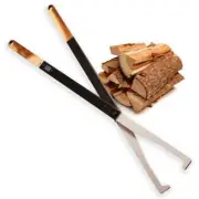 Kabin Fireplace Tong 17.5"H Collapsible, Cool To Touch, Black/Anodized Aluminum