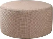 Stretch Ottoman Slipcovers Round Ottoman Covers Removable Footstool Covers Storage Ottoman for Living Room, Kahki