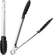 [Lurch] 533429 All-in-One Tongs/Kitchen Tongs with Non-Stick Stainless Steel Ends and Heat-Resistant Nylon, 30.5 cm, Set of 2