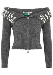 Bernadette Sylvia Embellished Alpaca-blend Cardigan - Grey - S (UK8-10 / S) S (UK8-10 / S)