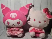 Hello Kitty And Kuromi 12” Inch Pink Monochrome Plush Stuffed Animals nwts