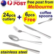 30 pcs Stainless Steel Knife Fork Spoon Coffee Table Knives Teaspoon Cutlery Set