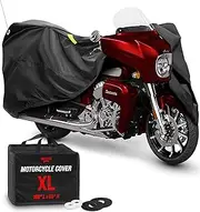 Badass Moto Motorcycle Covers Waterproof Outdoor Storage, Heavy Duty Motorbike Cover, Motorcycle Sun Cover, for Harley Cover Waterproof Outdoor (108” Full Dressers Goldwing Tourers) Extra Large