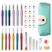 12 Sizes Crochet Hooks Set for Arthritic Hands, Ergonomic Soft Grip Handles, ...