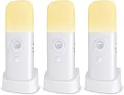 Zoeson Motion Sensor Light Indoor with Base, USB Rechargeable Battery 2000mAh, Dimmable LED Night Light, Bedside Lampfor Kids Room, Bathroom,Living Room, Bedroom(Warm White) (3-Pack)