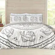 Polycotton Doona Quilt Cover Set Reversible Print Bedding Tribal Elephant Panel Natural Pattern Single Double Queen King Size
