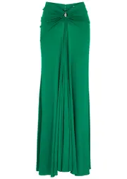 Rabanne Ruched Stretch-jersey Maxi Skirt - Green - 14 14