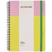 Any Day Now Spiral Brights B5 Ruled Notebook Pink and Yellow