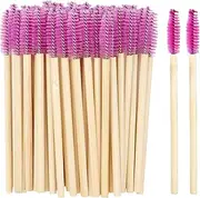 100 PCS Mascara Wands Eyelash Brushes, Lash Spoolies, Bamboo Eyelash Spoolies, Eyebrow Brush Applicator Cosmetic Makeup Brush Tool Kits for EyeLash Extension and Makeup (Rose)
