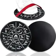 Gliding Disc, Double Sided Core Slider with Straps for Fitness Exercise at Gym & Home