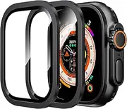 [WSKEN] for Apple Watch Ultra 2/Ultra Screen Protector 49mm,9H Tempered Glass + Titanium Alloy Frame,[Keep Original][Touch Sensitive]Lightweight Protective Glass Film