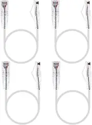 GeeekPi 4 Pack Snagless Short Shielded Cat6A Ethernet Cable 0.5 Meters for Raspberry Pi, PC, Server, Printer, Router, Switch Network Cable, White (50 cm/1.64 ft)