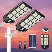 Xmart 4800W Solar Street Lights Outdoor, 2Pack 268000LM Dusk to Dawn Solar Flood Lights, IP67 Waterproof with Motion Sensor&Remote,Wide-Angle Security Lighting for Parking Lot, Yards, and Street