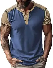 [Generic] Brand Tees Men Spring and Summer Casual Short Sleeved Buttons Colour T Shirt Men's T Shirts Tie